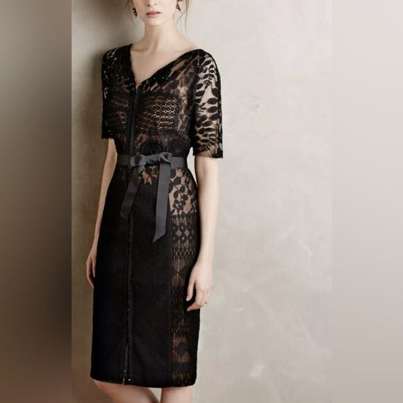 Beguile by Byron Lars x Anthropologie Carissima Black Sheath Dress Size 10 NWT - Picture 3 of 10